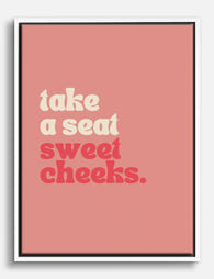 Sweet Cheeks Welcome Canvas Print White