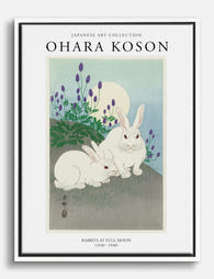 Moonlit Rabbits by Ohara Koson Canvas Print White