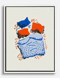 Cozy Minimalist Bedscape Canvas Print White