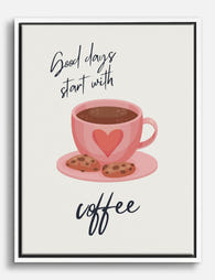 Morning Joy Coffee Quote Canvas Print White