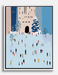 Winter in the City Canvas Print White