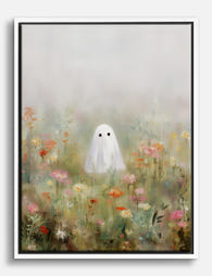 Ghost in the Wildflowers Canvas Print White