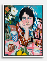 Contemplative Afternoon Canvas Print White