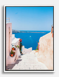 Sunlit Steps to the Sea Canvas Print - White