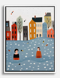 Canal Strolls in Color Canvas Print White