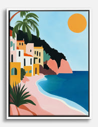 Sunny Italian Coastline Canvas Print White