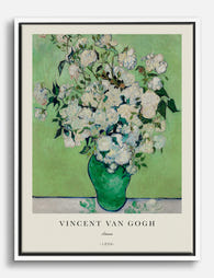 Van Gogh Roses Bouquet Canvas Print - White