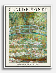 Monet Water Lily Bridge Canvas Print White