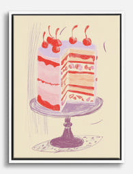 Cherry Layer Cake Bliss Canvas Print White