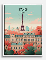 Parisian Charm Skyline Canvas Print White
