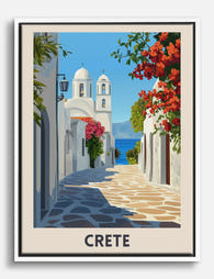 Cretes Sunlit Streets Canvas Print White