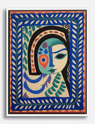 Modern Cubist Muse Canvas Print - White