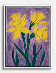 Radiant Daffodils on Violet Canvas Print White