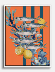 Sardines & Citrus Pop Canvas Print - White