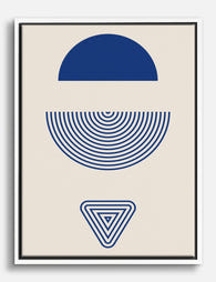 Indigo Minimal Geometry Canvas Print - White