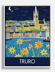 Truro by Night Canvas Print White