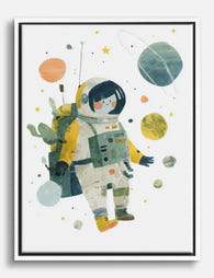 Space Explorer Kids Canvas Print White