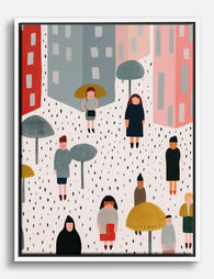 Rainy Day City Stroll Canvas Print White