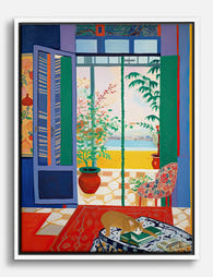 Matisse Tokyo Window with Cat Canvas Print White