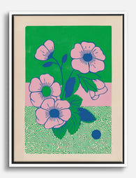 Pink Pop Botanical Bloom Canvas Print White