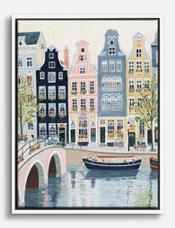 Amsterdam Canal Charm Canvas Print White