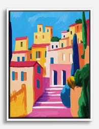 Colorful Italian Village Canvas Print White