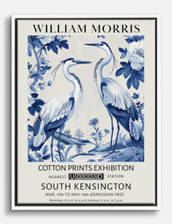 William Morris Blue Herons Canvas Print White