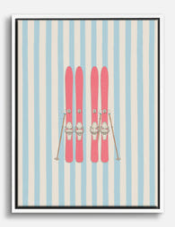 Pink Ski Chic Canvas Print White