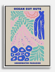 Underwater Cutout Paradise Canvas Print - White