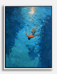 Blue Serenity Swim Canvas Print White
