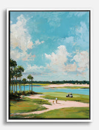 Palm-Studded Fairway Vista Canvas Print - White