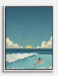 Sunrise Swim Serenity Canvas Print White