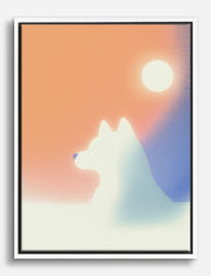Neon Husky at Dusk Canvas Print White