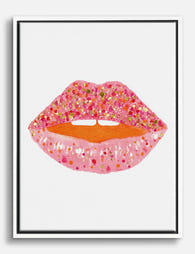 Sparkle Pop Lips Canvas Print White