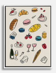 French Bakery Line Art Canvas Print White
