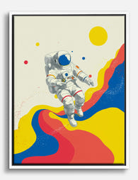 Astronaut in Color Flow Canvas Print White