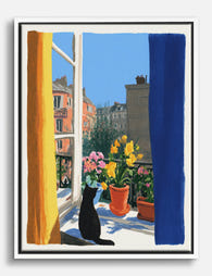 Parisian Morning Window Canvas Print White
