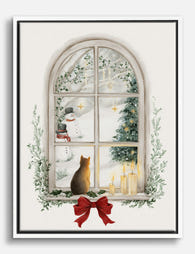 Winter Window Magic Canvas Print White