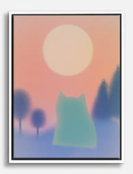 Sunset Cat Reverie Canvas Print White