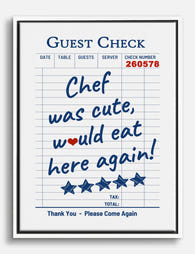 Five-Star Guest Check Canvas Print - White