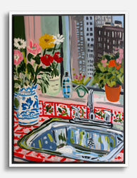 City Window Still Life – Matisse Style Canvas Print White