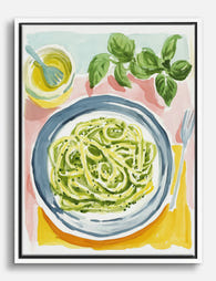 Fresh Basil Pasta Delight Canvas Print White