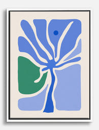 Modern Blue Tree Silhouette Canvas Print - White