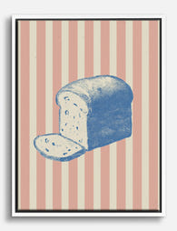 Retro Blue Bread Slice Canvas Print White