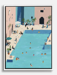 Poolside in Marrakech Canvas Print White