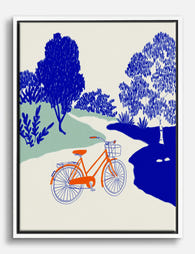 Riverside Ride Canvas Print White