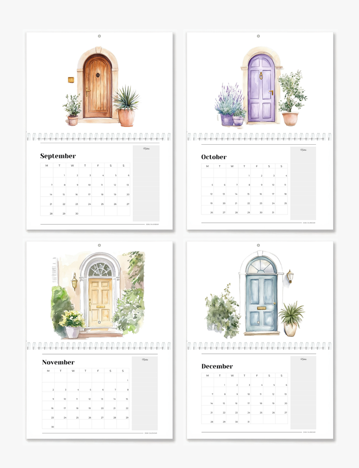 2026 Wall Art Calendar Painted Doors