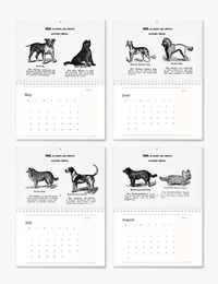 2026 Vintage Dogs Art Wall Calendar