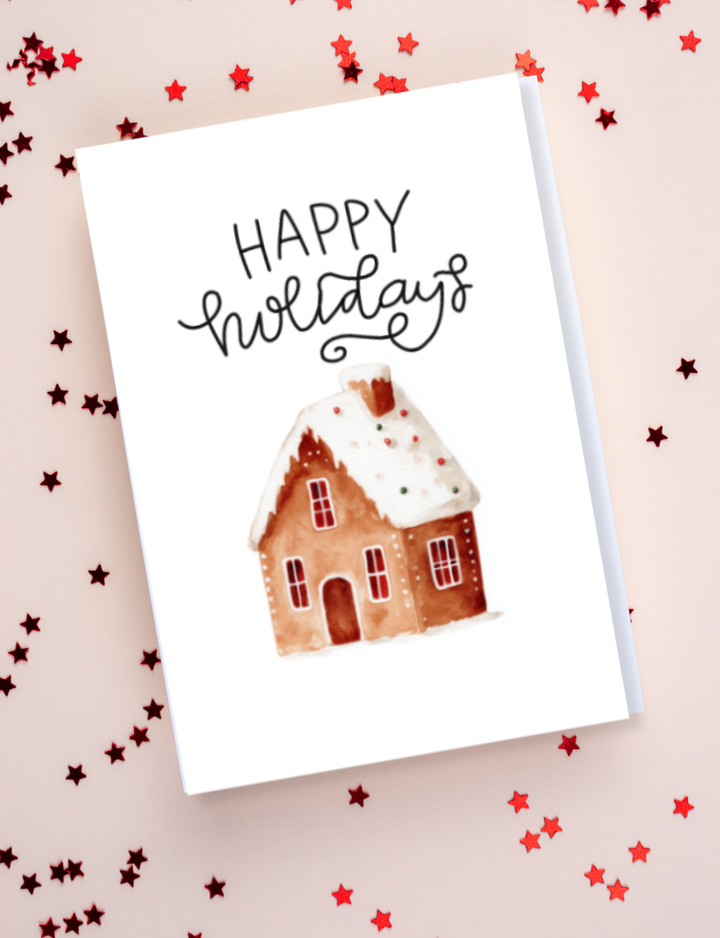 Happy Holidays Gingerbread House Card