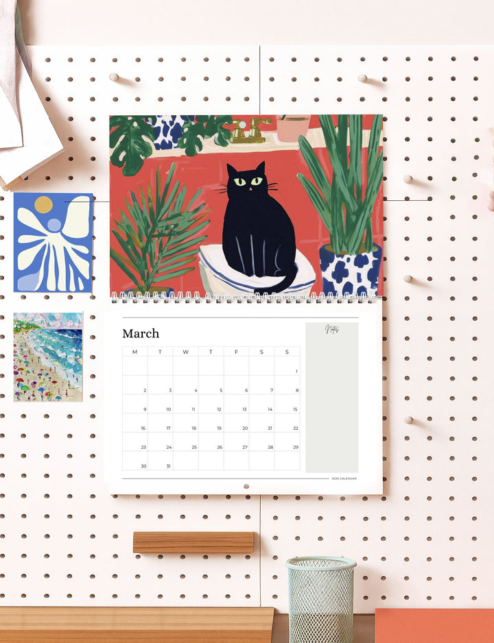 2026 Wall Art Calendar - Cats On The Loo
